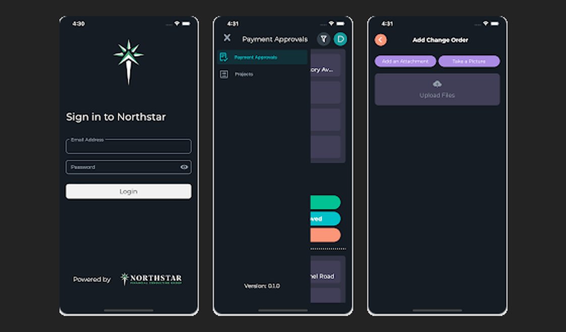 Northstar Finance Android app screens